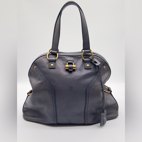 Yves Saint Laurent Handbags - ❌SOLD❌0530JPL-Pre-Loved Yves Saint Laurent Rive Gauche Blue Leather Shoulder Bag